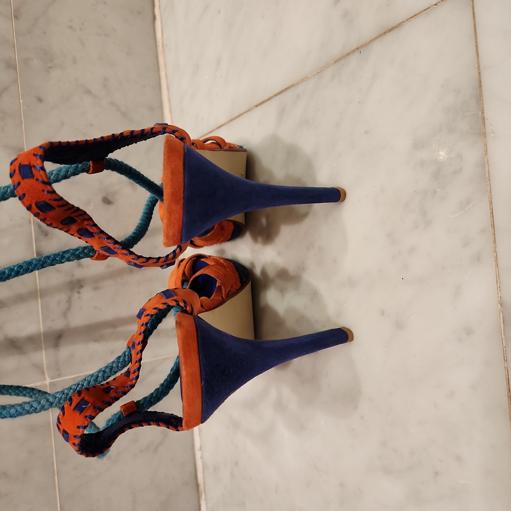 Jeffrey Campbell Orange and Blue Heels - Picture 3 of 5